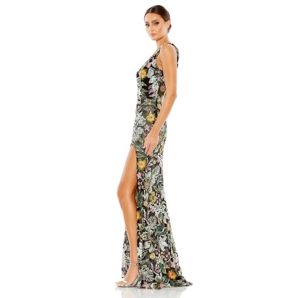 Mac Duggal Floral One Shoulder Gown - 49774 Size 12 NWT - Picture 2 of 9